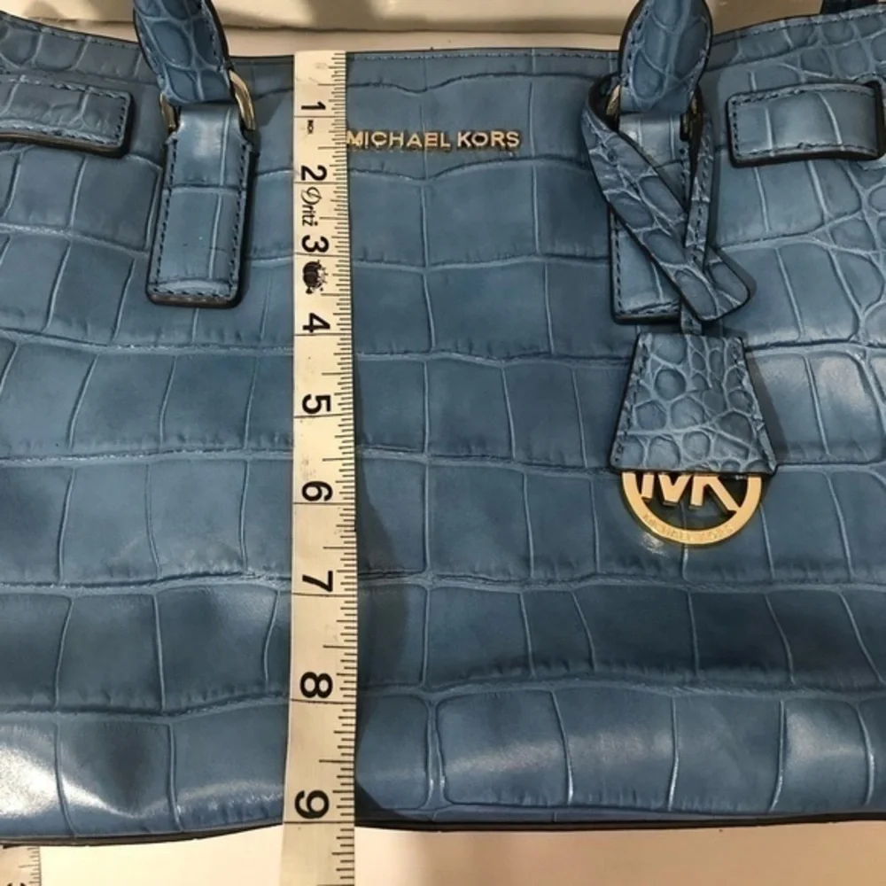 Michael Kors blue embossed leather dillion bag